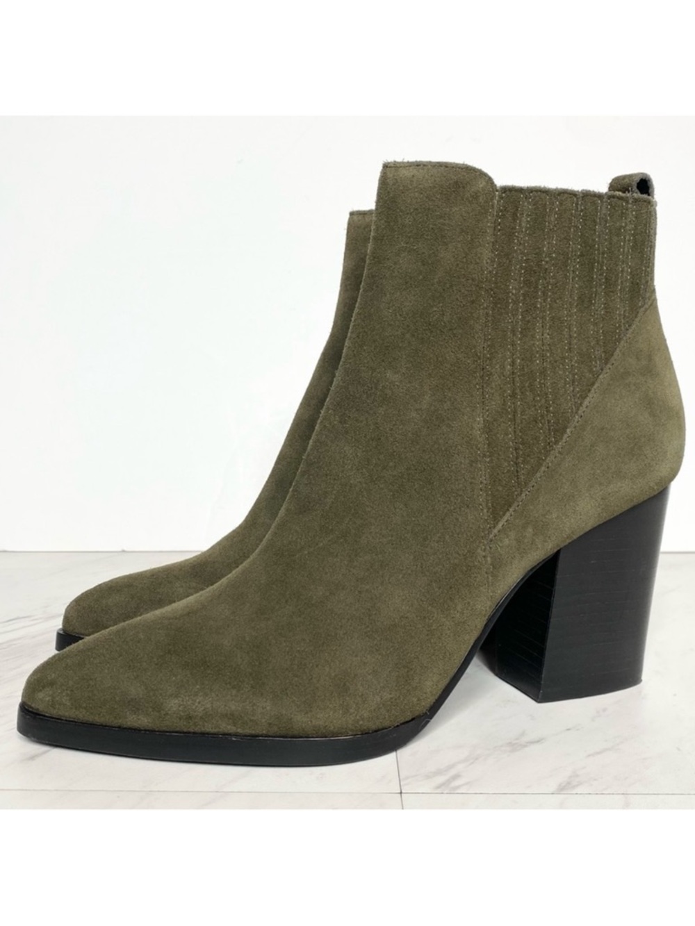 Marc Fisher Alva Green Suede Heeled Bootie 9M
